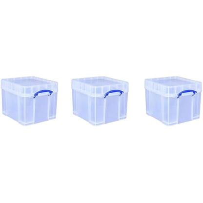 Really Useful Box Plastic Storage Bonus Pack 3x35 Litre Clear with XL Lid Clear