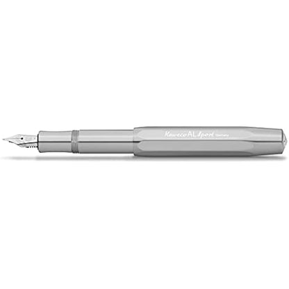 Kaweco AL SPORT Fountain Pen Raw I Premium Fountain Pen for Ink Cartridges I Exclusive Fountain Pen 13 cm I Nib: B (Broad)
