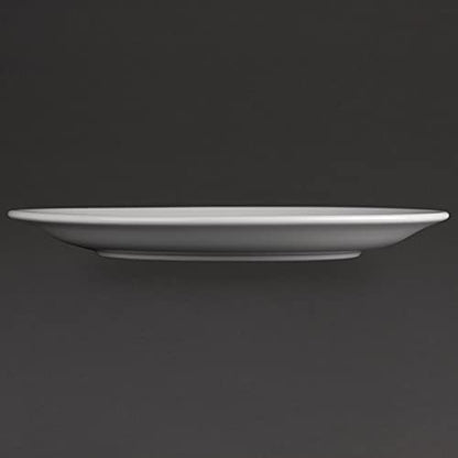 Olympia Athena Narrow Rimmed Plates 254 Mm/10 Inch (Pack Of 12), White Porcelain, Dinner Plate Set, Restaurant Tableware, Dinnerware - Microwave Safe, CF364