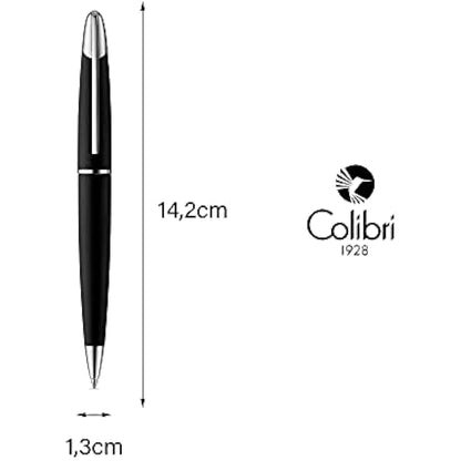Colibri Equinox Twist ballpoint Pen-Brushed Black Steel and Chrome Finish Luxury Pen-sleek Branded Spring Clip-Comes In A Nice Gift Box-Gift for Men and Women