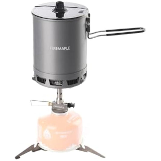 Fire-Maple Petrel 265g Ultralight Camping Cooking Set with Aluminum Pot, Greenpeak Stove, Titanium Gas Canister Stand | Fast Boiling Outdoor Cookware Kit for Backpacking Hiking Trekking Fishing