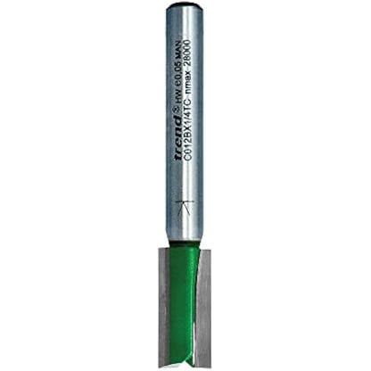 Trend CraftPro Straight Two Flute Router Cutter Bit, 1/4 Inch Shank, 9mm Cut Diameter & 19mm Cut Length, Tungsten Carbide Tipped, C012BX1/4TC