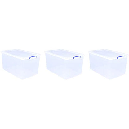 Really Useful Box Nestable Plastic Storage 83 Litre Clear (Pack of 3)