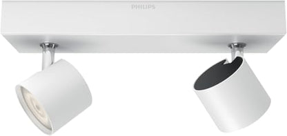 Philips myLiving Star WarmGlow Dimmable LED Spotlight, 2 x 4.5 W LED Light, Instant Start, Easy Installation - White Twin Spot Bar