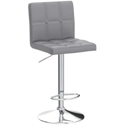 Leader Accessories Bar Stools (2/Set) Adjustable Bar Chairs Breakfast Dining Stools for Kitchen Island Counter PU Leather Double Stitching Square Back with decoration (Light Grey)
