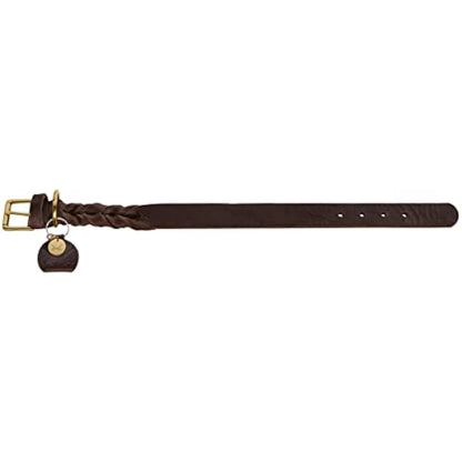 HUNTER SANSIBAR SOLID Leather Dog Collar Heavy Duty Grip Braided 50 (S-M) Dark Brown