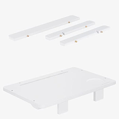 Navaris Clip-on Bedside Shelf - Clamping Hanging Bamboo Shelf for Bed Frame - Small Bed-Side Table Tray for Books, Phones, Chargers - White Finish