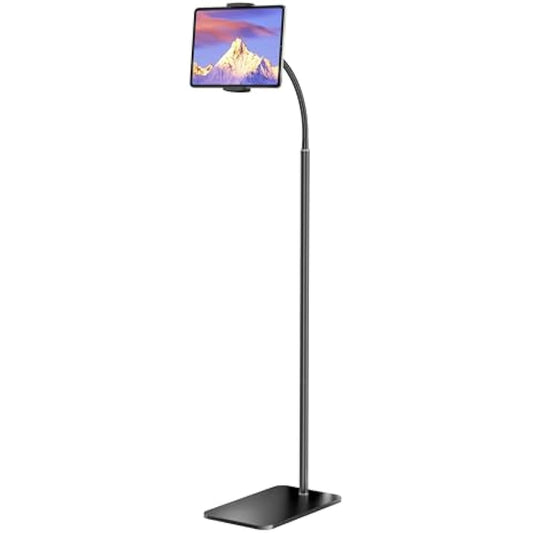 LanPavilion iPad Stand, Adjustable Metal Tablet Stand with Flexible Gooseneck, Compatible with iPad, Kindle, and Cell Phones (4.7''-13''), Ideal for Hands-Free Use