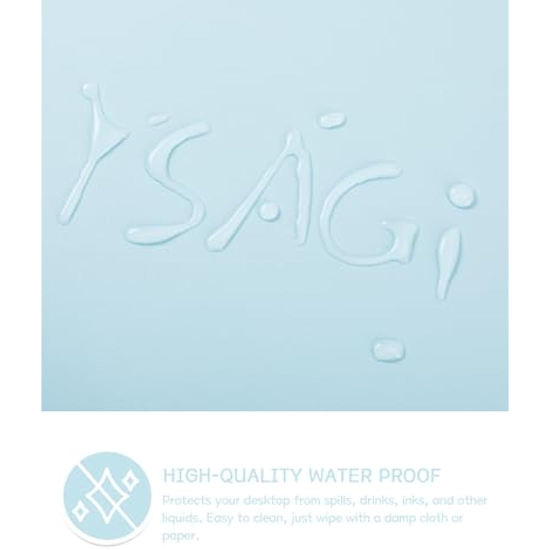 YSAGi Non-Slip Desk Pad, Waterproof PVC Leather Desk Table Protector, Ultra Thin Large Mouse Pad, Easy Clean Laptop Desk Writing Mat for Office Work/Home/Decor (90 x 43 cm, Light Blue)