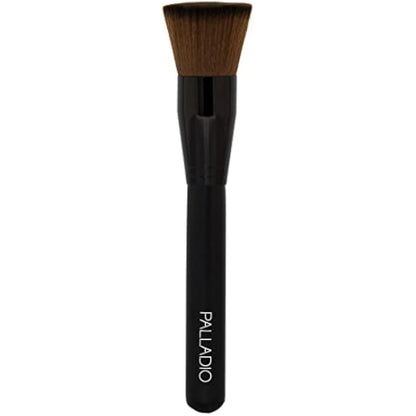 Palladio Flat Kabuki Brush, Professional Makeup Brush for Foundation, Face Blush, Powder, Cream, Contour & Highlight, Synthetic Bristles Provide Buildable Coverage for a Natural Even Looking Finish