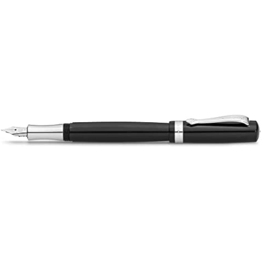 Kaweco STUDENT Black Fountain Pen I Premium Acrylic Fountain Pen for Ink Cartridges I Nostalgic Fountain Pen in Black with Silver Details I Student Pen 16 cm I Nib: M (Medium)