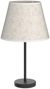 LIANTRAL Modern Bedside Lamps Set of 2, Small Desk Lamp with Linen Fabric Shades & Metal Frame, Table Lamps for Bedroom, Living Room, Office - Creamy/Black