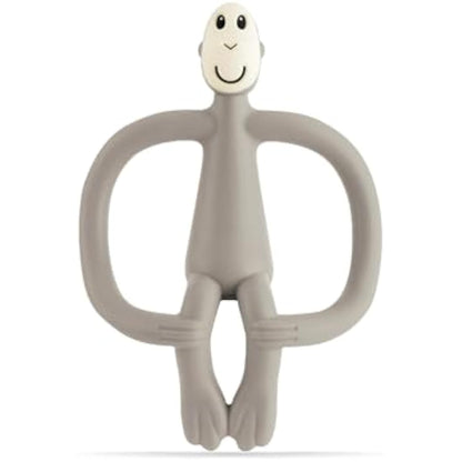 Matchstick Monkey, Original Teether & Gel Applicator, Antimicrobial Silicone Teething Toys for Baby, Easy to Grip, BPA Free, 3 Months Old+, 10.5 cm, Grey Monkey
