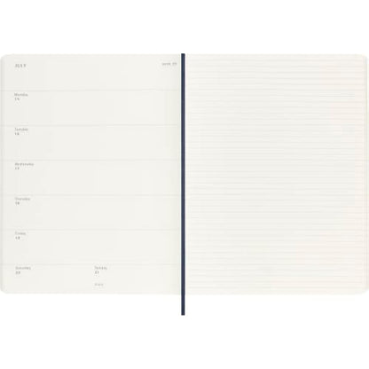 Moleskine Weekly Agenda with Space for Notes 12 Months 2024, Agenda 2024, Size XL 19x25, Soft Cover and Elastic Closure, Colour Sapphire Blue