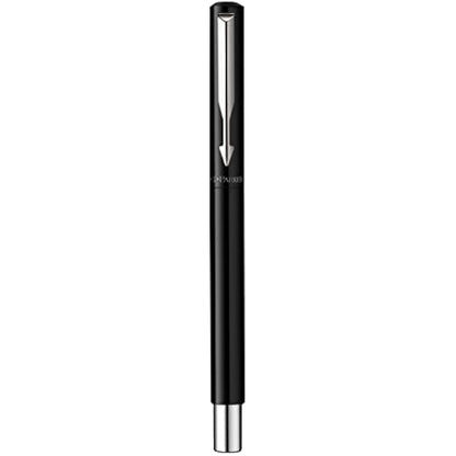 Parker Vector Fountain Pen | Black with Chrome Trim | Medium Nib | Blue Ink | Hangtab
