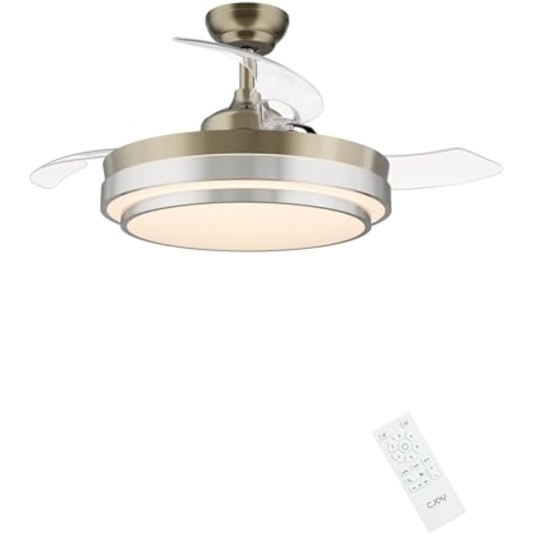 CJOY Ceiling Fans with Lights and Remote, Ceiling Fan with Retractable Blades, 42 inches Ceiling Fans with Lamps Invisible Reversible DC Motor Silent, Fan Light LED for Bedroom, 6 Speeds, Timing