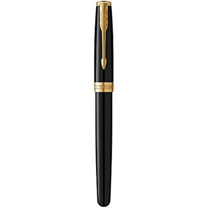Parker Sonnet Fountain Pen | Black Lacquer with Gold Trim | Fine Nib | Gift Box