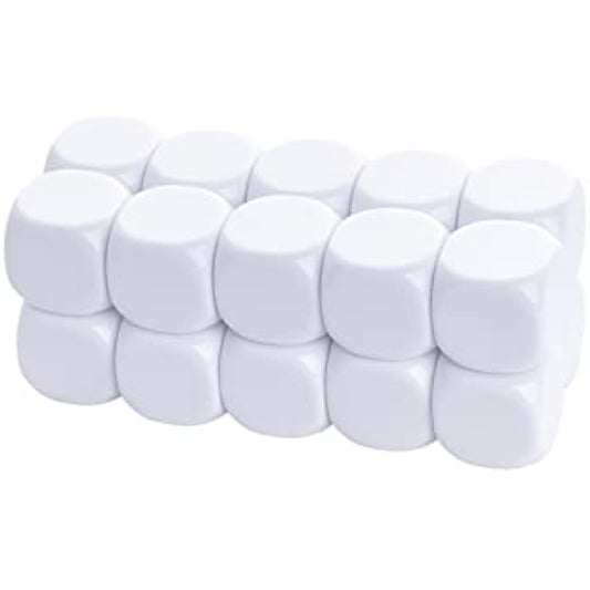 KAIHENG 22mm Acrylic Dice with Smoothed Surface Six Sided Dice with Rounded Corner Blank White Dice Cubes for Board Games, DIY Sticker, Math Counting Teaching, Party Fun 100PCS