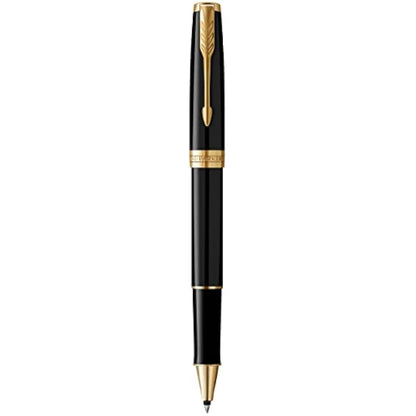 Parker Sonnet Rollerball Pen | Black Lacquer with Gold Trim | Fine Point Black Ink | Gift Box