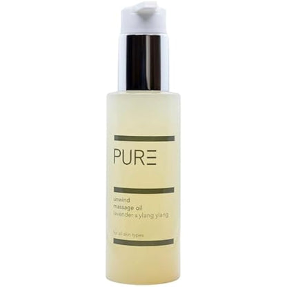 Unwind Body Oil by PURE Spa Skincare - Aromatic Blends of Lavender & Ylang Ylang - 100ml - Helps Reduce Stress & Anxiety and Improves Sleep - Body, Bath, Hair & Massage Oil - 100% Natural and Vegan