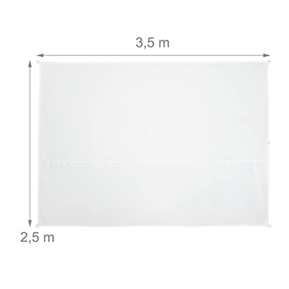 Relaxdays Rectangular Sun Shade Sail 2.5 x 3.5 m Water Resistant UV Resistant with Guy Ropes Patio Balcony White