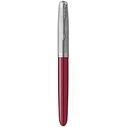 Parker 51 Fountain Pen | Burgundy Barrel with Chrome Trim | Fine Nib with Black Ink Cartridge | Gift Box