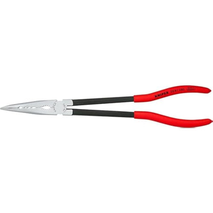 Knipex Long Reach Needle Nose Pliers with transverse profiles black atramentized, plastic coated 280 mm 28 81 280