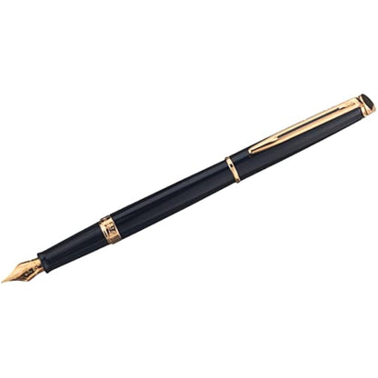 Waterman Hémisphère Fountain Pen | Gloss Black with 23k Gold Trim | Fine Nib | Blue Ink | Gift Box