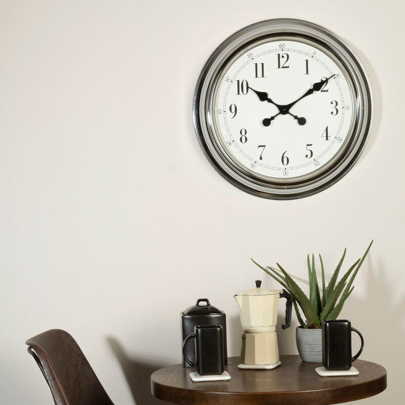 Pelo Chrome Finish Wall Clock