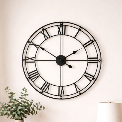 Baywood Matt Black Metal Wall Clock
