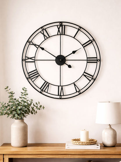 Baywood Matt Black Metal Wall Clock