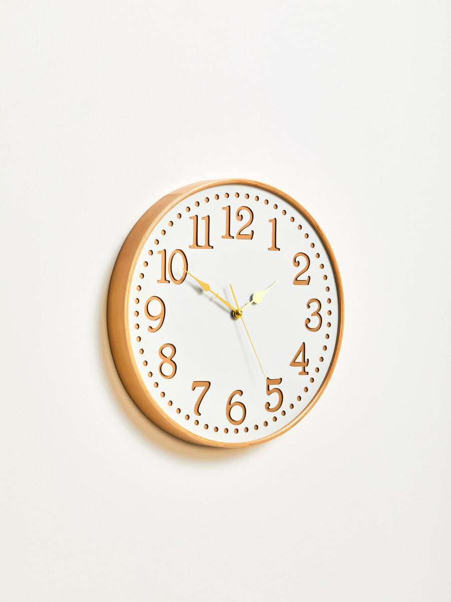 Vitus White Wood With Gold Numbers Wall Clock