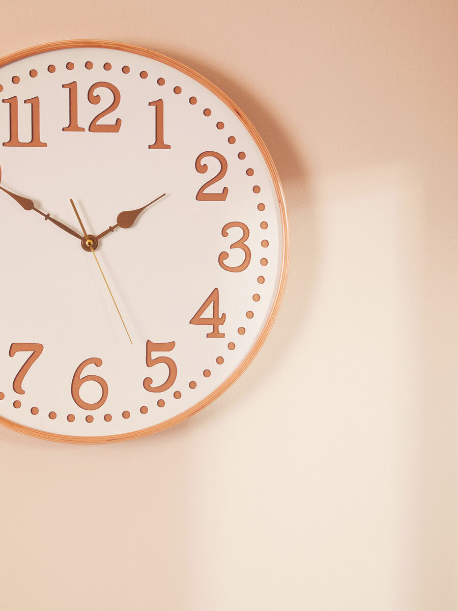 Vitus White Wood With Gold Numbers Wall Clock