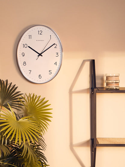 Oval Wall Clock with Dark Grey Finish | Elko