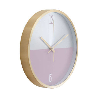 30cm Dia Silver Gold and Pink Finish Wall Clock | Elko