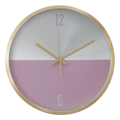 30cm Dia Silver Gold and Pink Finish Wall Clock | Elko