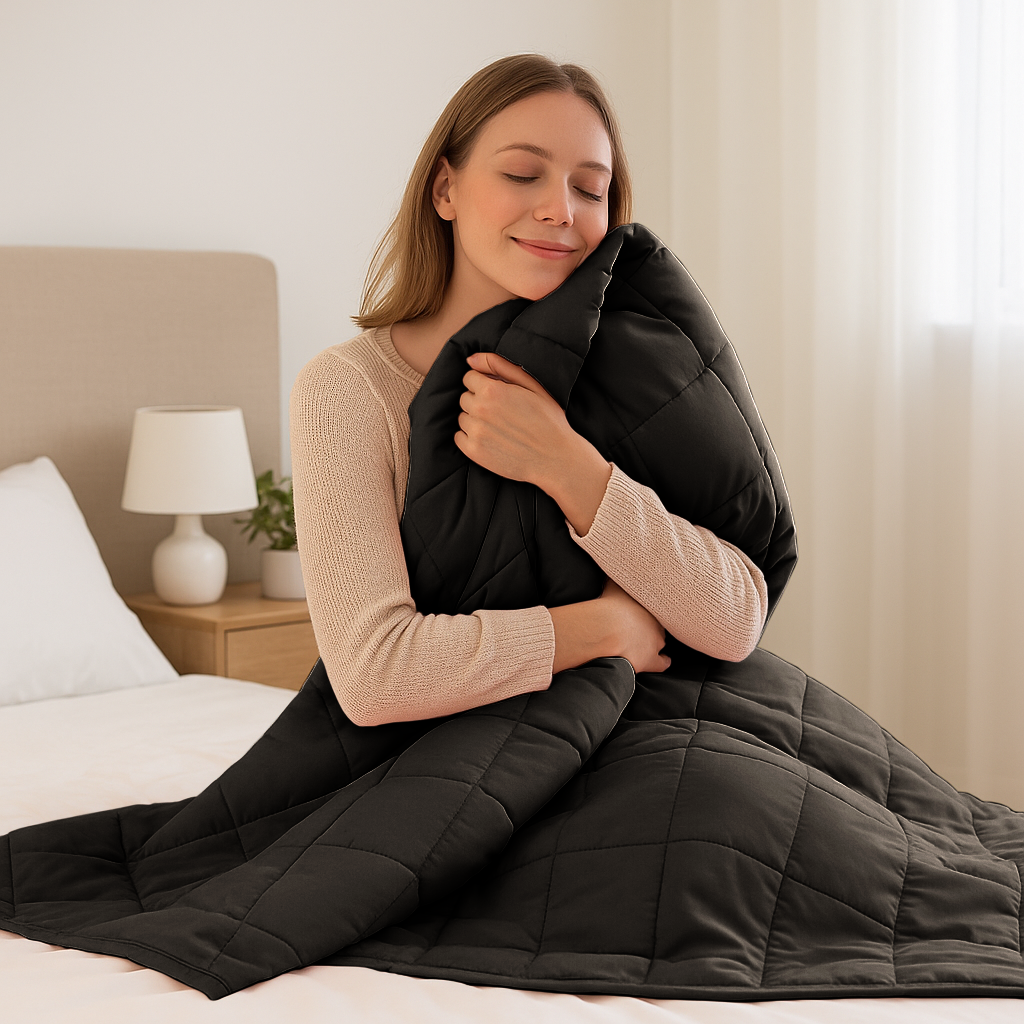 Weighted Blanket with Storage Bag - 125 x 180cm - 6kg - Black