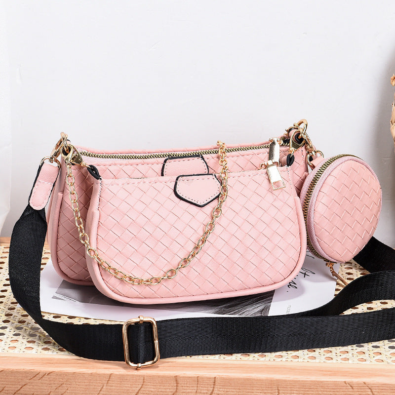 Fashion Woven Pattern PU Leather Crossbody Bag