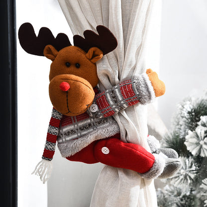 Christmas Curtain Decorative Button Cartoon Doll