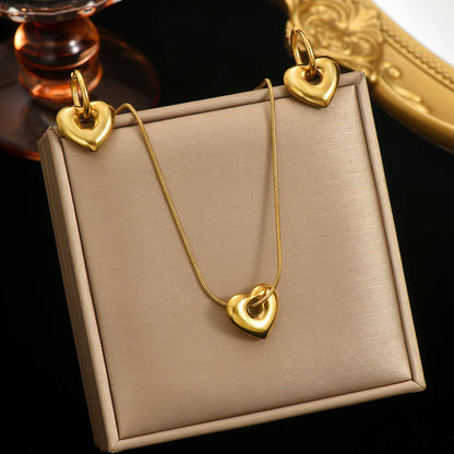Lxalry 18K Gold Plated Hollow Heart Jewelry Set Mirror Polish Hypoallergenic Neckla