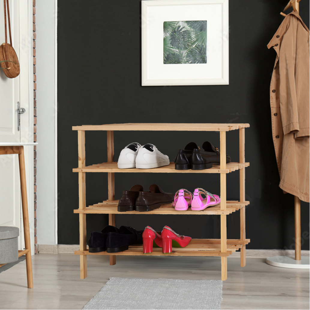 Arla 4 Tier Wooden Shoe Rack