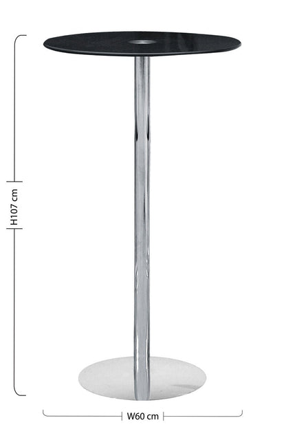 Adam Black Tempered Glass Bar Table