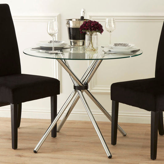 Afton Round Dining Table With Glass Top