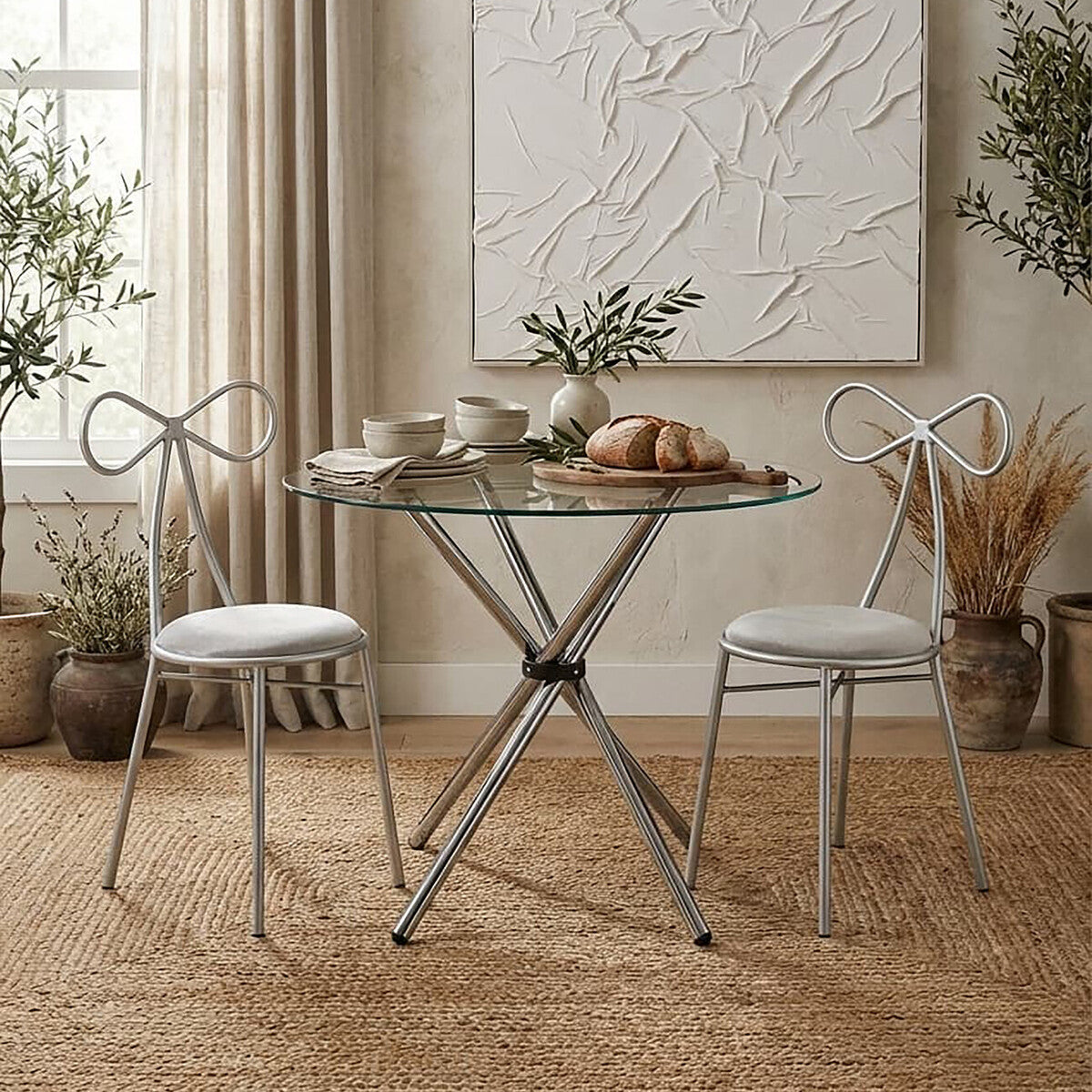 Afton Round Dining Table With Glass Top