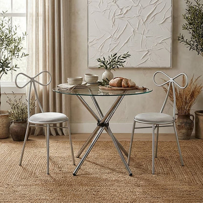 Afton Round Dining Table With Glass Top