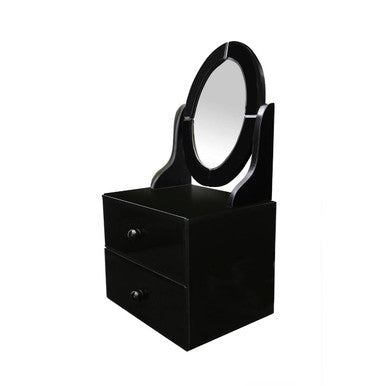 Black Glass Vanity Mirror with Drawers | Gala