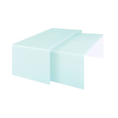 Cascade Nest of 2 Aqua Green Curved Glass Coffee Tables