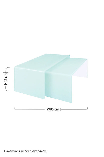 Cascade Nest of 2 Aqua Green Curved Glass Coffee Tables