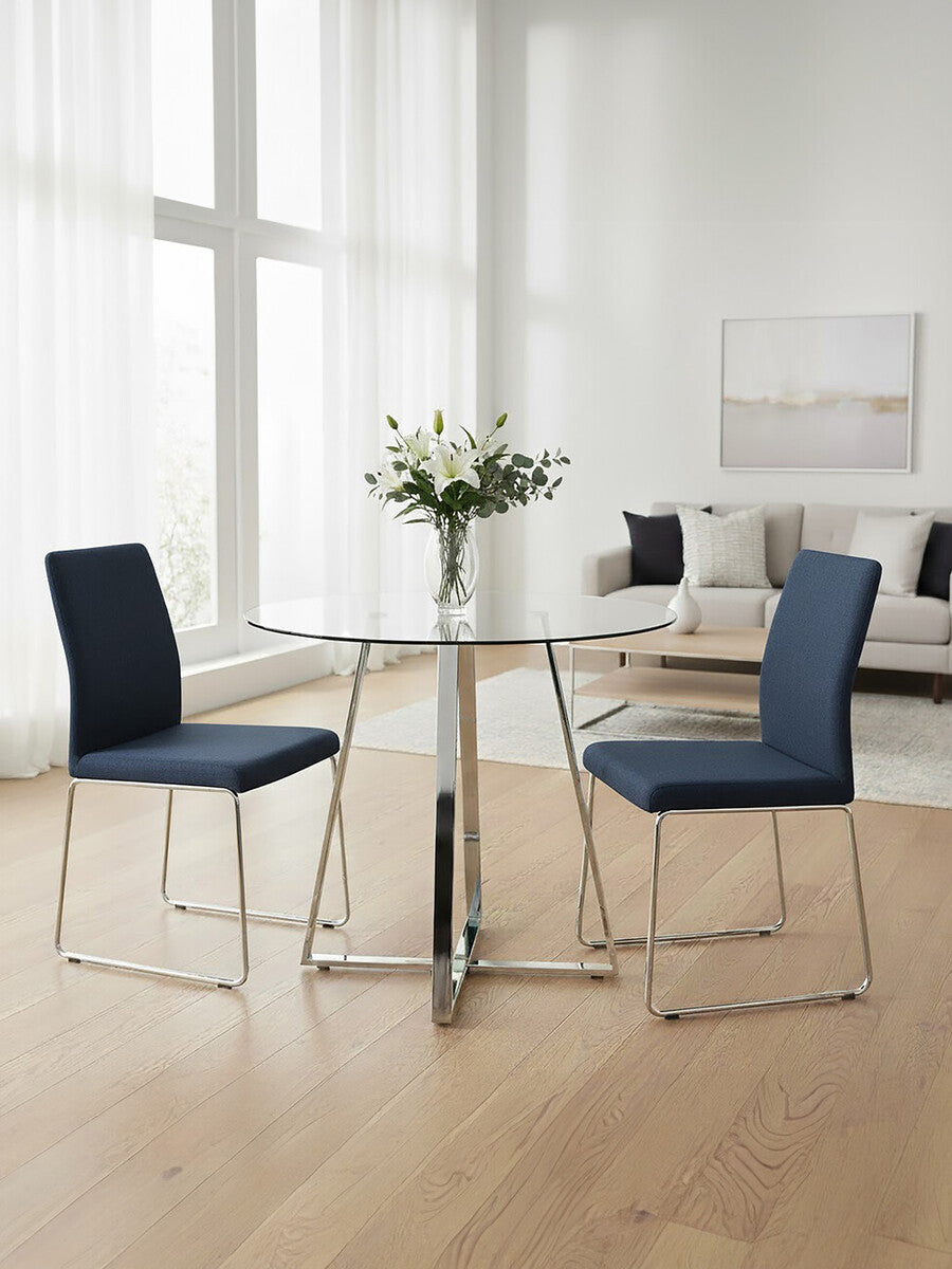 Metropolitan Round Silver Finish Dining Table
