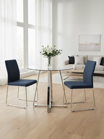 Metropolitan Round Silver Finish Dining Table
